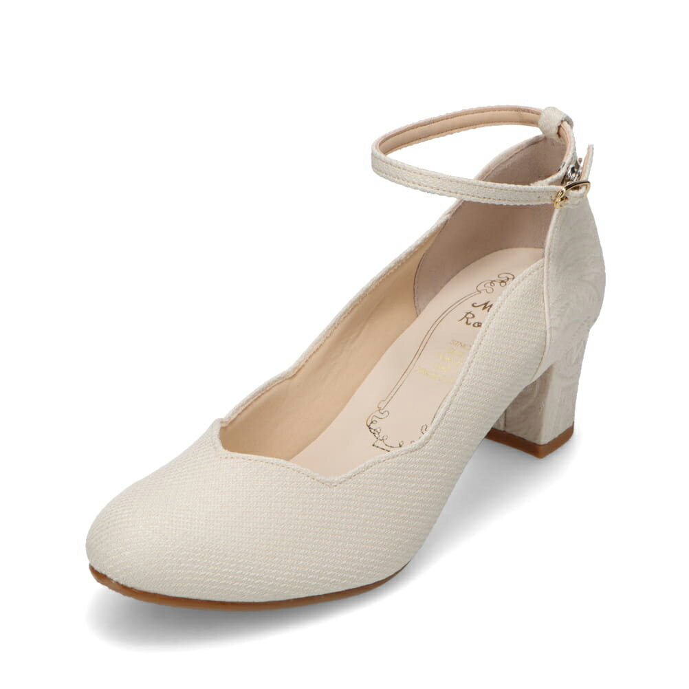 メタルルージュ Metal Rouge MR5022 レディース靴 靴 シューズ 2E相当 パンプス アンクル ストラップ 通勤 オフィス ビジネス 結婚式 パーティー フォーマル オケージョン 歩きやすい 疲れにくい ラウンドトゥ チャンキーヒール シンプル アイボリー SP