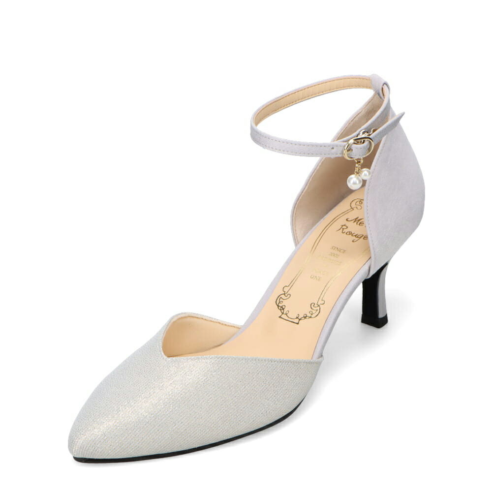 メタルルージュ Metal Rouge MR746 レディース靴 靴 シューズ 2E相当 パンプス アンクル ストラップ 通勤 オフィス ビジネス 結婚式 パーティー フォーマル オケージョン 歩きやすい 疲れにくい ポインテッドトゥ Vカット パール チャーム グレー SP