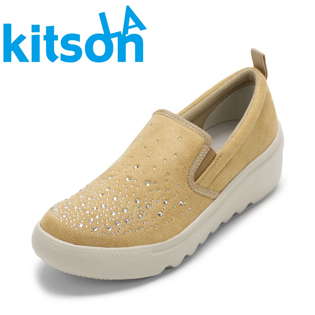 エルエーキットソン LA kitson KS-1512 レディース靴 靴 シューズ 3E スニーカー スリッポン ビジュー ラインストーン キラキラ ウェッジソール ローカットスニーカー エレガント ベージュ SP