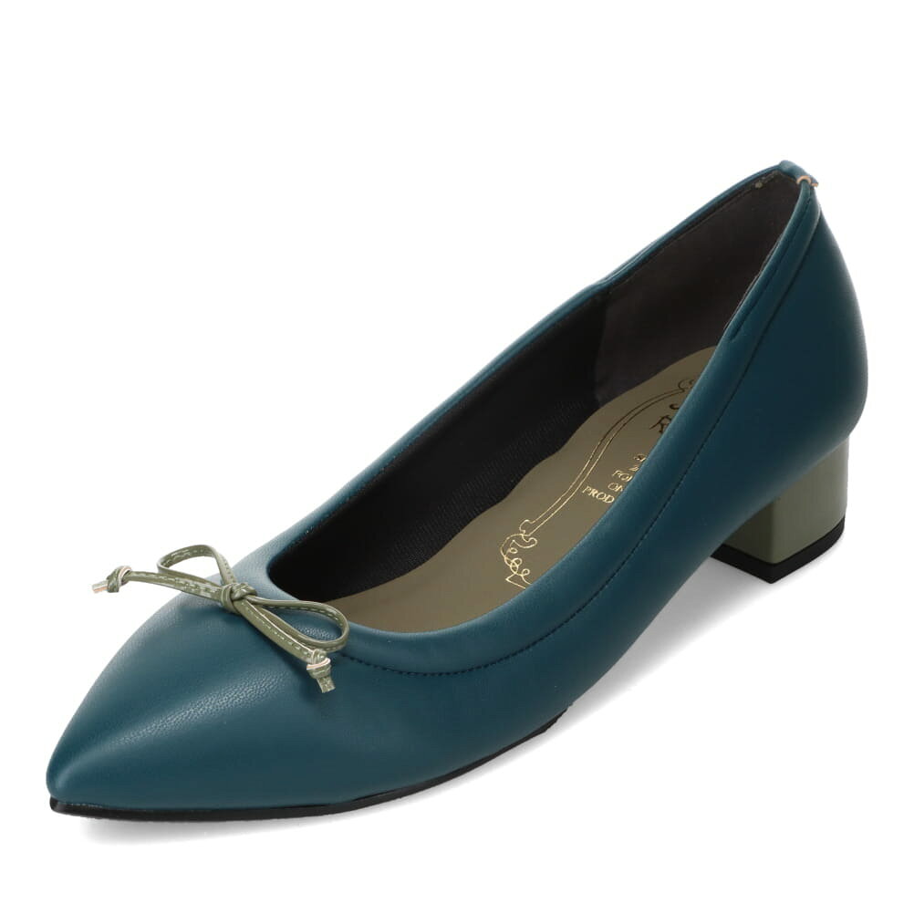 メタルルージュ Metal Rouge MR3020 レディース靴 靴 シューズ 2E相当 パンプス ローヒール 通勤 オフィス ビジネス 結婚式 パーティー フォーマル オケージョン 歩きやすい 疲れにくい ポインテッドトゥ チャンキーヒール リボン シンプル ターコイズ SP