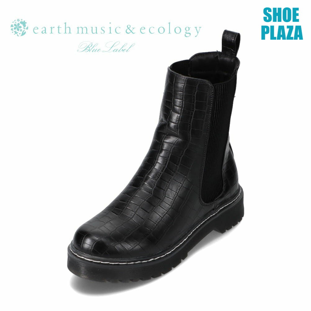 楽天SHOE・PLAZA（シュープラザ）アースミュージックアンドエコロジー earth music&ecology EM-856 レディース靴 靴 シューズ 3E相当 ショートブーツ サイドゴアブーツ ミドル丈ブーツ ボリューム底 リブ 履きやすい 安定感 人気 ブランド おしゃれ ブラック×コンビ SP