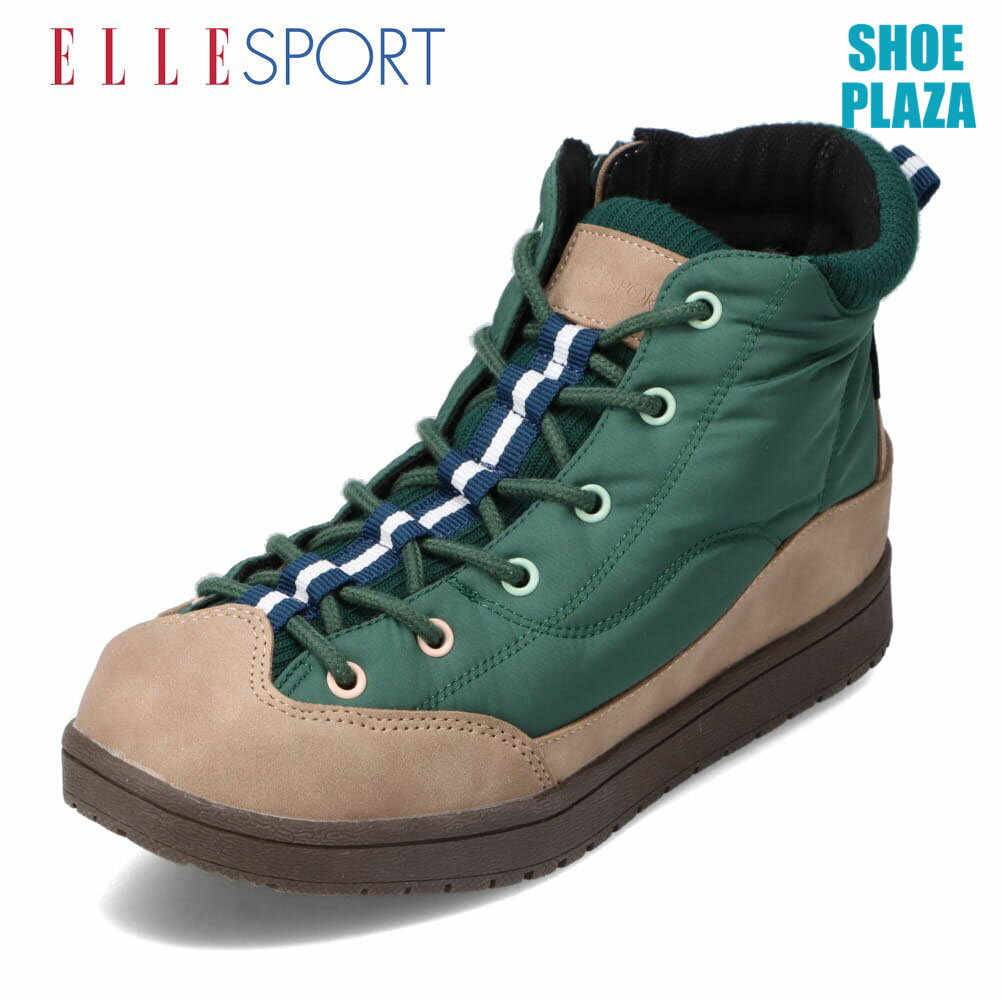 【全品P10倍！9日&10日20:00～4H限定】エルスポーツ ELLE SPORT ESP12561 レディース靴 靴 シューズ 3E相当 レースアップブーツ ショートブーツ グリップソール 防滑 滑りにくい 撥水 雨の日 晴雨兼用 アウトドア キャンプ 旅行 グリーン