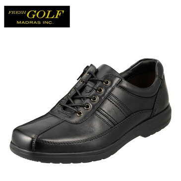 フレッシュゴルフ Fresh Golf コンフォートシューズ FG734 メンズ靴 靴 シューズ 4E相当 カジュアルシューズ 本革 軽量 幅広 ローカット レースアップ 小さいサイズ対応 24.5cm ブラック TSRC