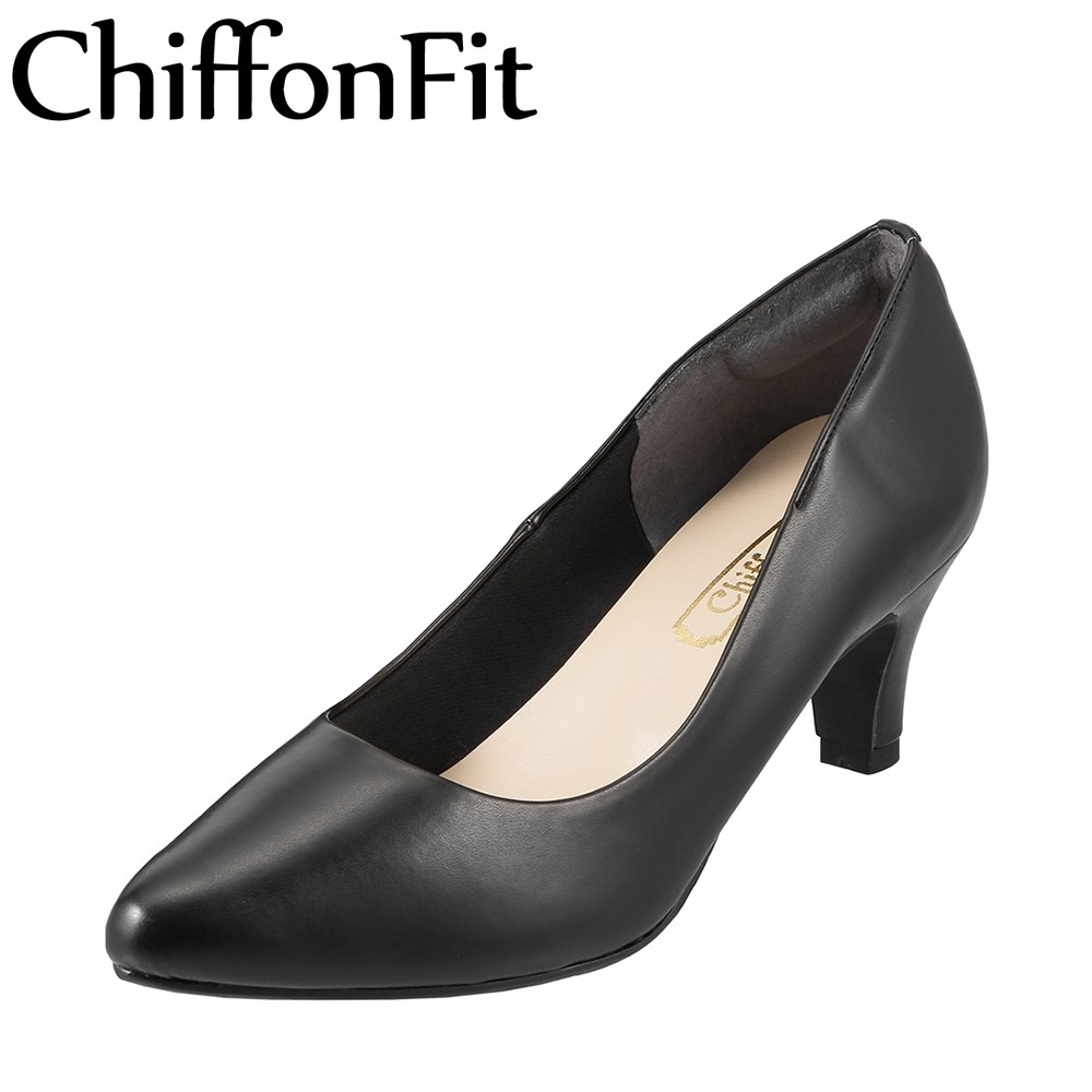 シフォンフィット Chiffonfit パンプス AAG CF2 レディース靴 靴 シューズ E相当 ポインテッドトゥ パンプス シンプル プレーンパンプス 通勤 仕事 オフィス 小さいサイズ対応 22.5cm ブラック TSRC
