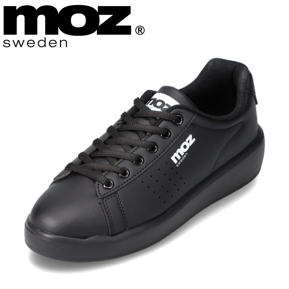 モズ スウェーデン MOZ sweden MOZ-120 レディース靴 靴 シューズ 2E相当 ローカットスニーカー カジュアルスニーカー コートタイプ ベーシック シンプル 人気 ブラック TSRC