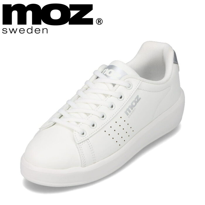 モズ スウェーデン MOZ sweden MOZ-120 レディース靴 靴 シューズ 2E相当 ローカットスニーカー カジュアルスニーカー コートタイプ ベーシック シンプル 人気 シルバー TSRC