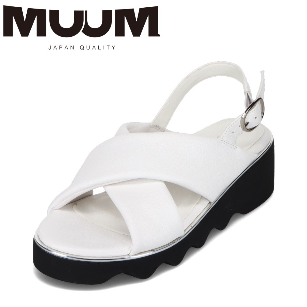 ムーム MUUM MU6141 レディース靴 靴 シューズ 2E相当 サンダル スポーツサンダル スポサン 厚底 低反発 クッション 柔らかい クロスストラップ キレイめ 歩きやすい ホワイト TSRC
