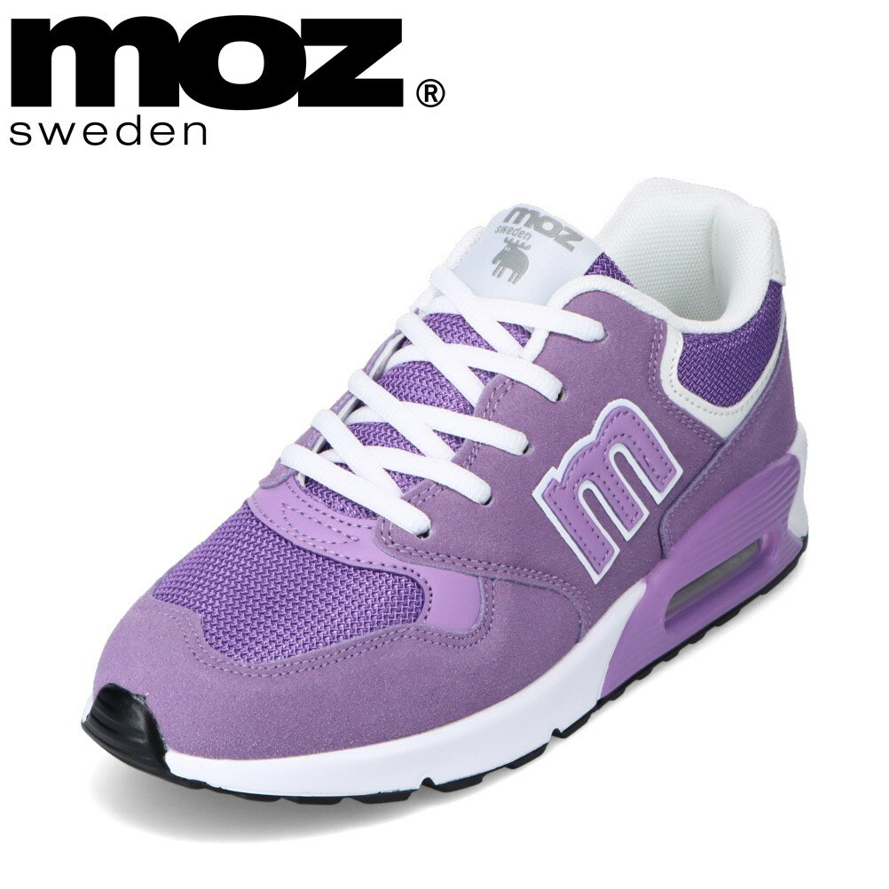 モズ スウェーデン MOZ sweden MOZ-9023 レディース靴 靴 シューズ 2E相当 スニーカー ローカットスニーカー エアーソール クッション ロゴ おしゃれ 北欧 人気 ブランド パープル TSRC