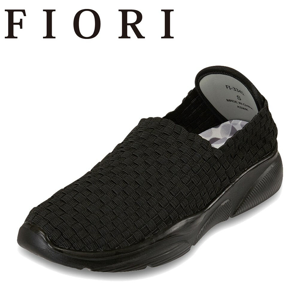 フィオリ FIORI FI-3341 レディース靴 靴 シューズ スリッポン 通気性 フラットシューズ のびのび ゴム 履きやすい 伸びる フィット おしゃれ サマーシューズ 夏 ブラック TSRC
