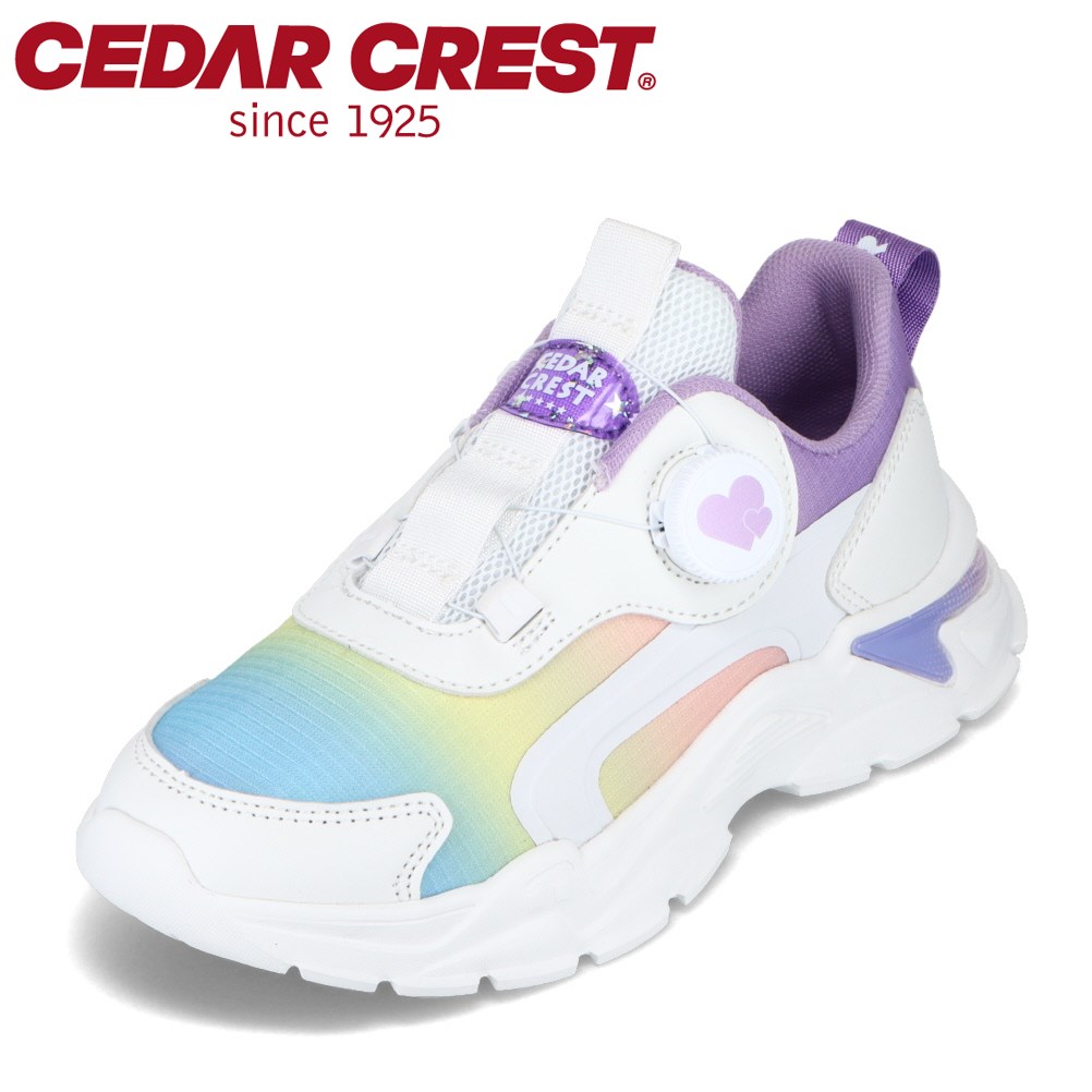 セダークレスト CEDAR CREST CC-3118 キッズ靴 子供靴 靴 シューズ 2E相当 キッズスニーカー ダイヤルシューズ ダイヤルキューティ 子供 女の子 ボリュームソール トレンド ニュアンスカラー おしゃれ ホワイト TSRC