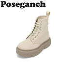 【全品P10倍!4日20:00〜28H限定】ポーズガンツ POSEGANCH PG-015 レディース靴 靴 シューズ 3E相当 ショートブーツ レースアップブ...