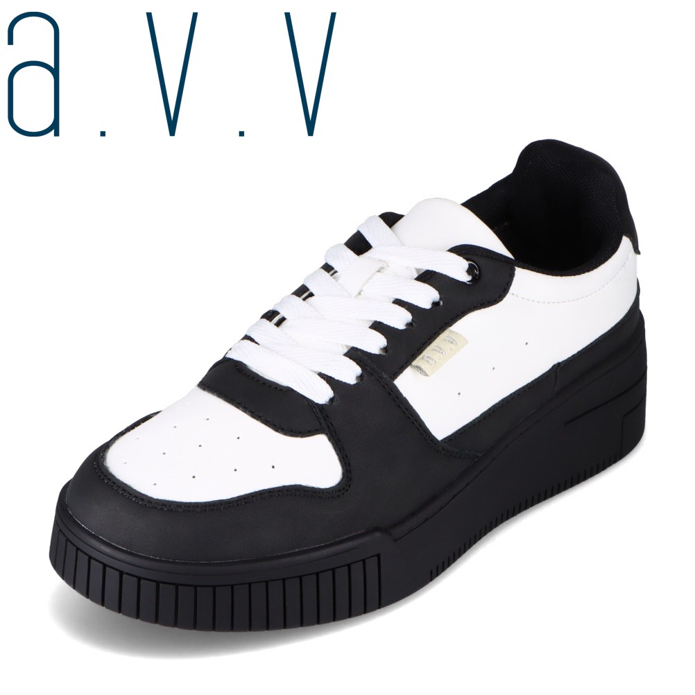 アー・ヴェ・ヴェ a.v.v avv-3001 レディース靴 靴 シューズ 3E相当 スニーカー 厚底 ウェッジソール 歩きやすい 人気 ブランド ホワイト×ブラック TSRC