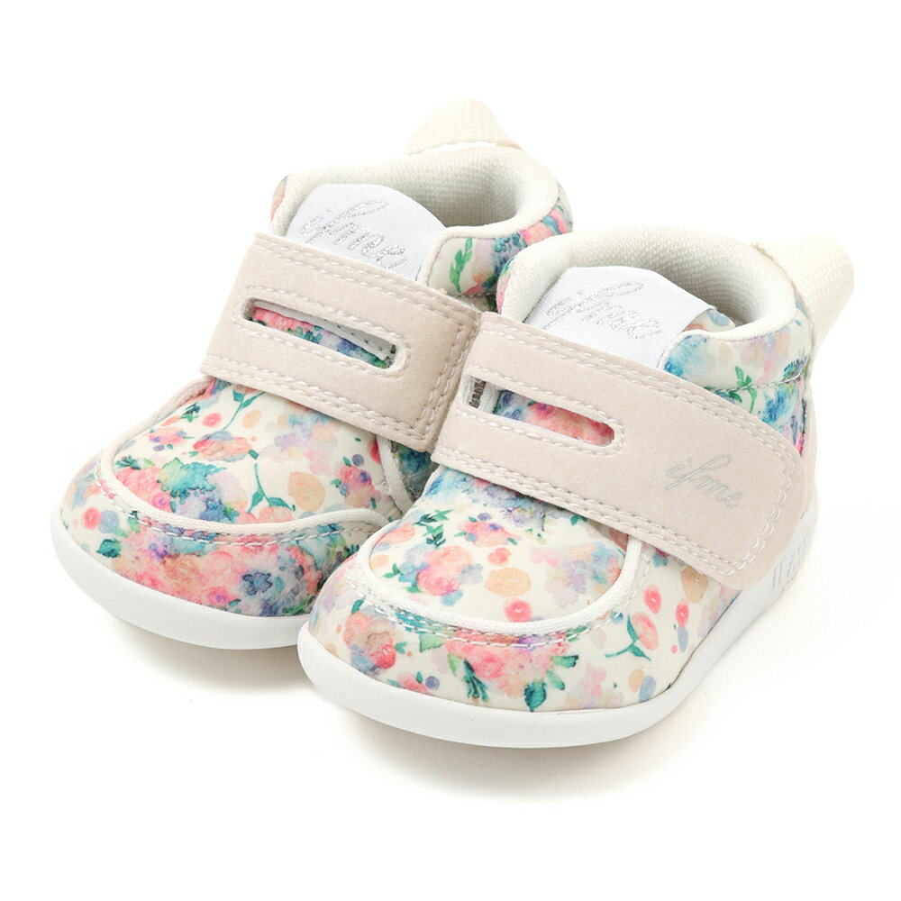 【全品P10倍！19日&20日20:00〜4H限定】イフミー IFME 20-3814 ベビー靴 靴 シューズ 3E相当 スニーカー ファーストシューズ ベビーシューズ キッズシューズ 花柄 女の子 ローカットスニーカー 着脱簡単 シンプル プレゼント ギフト 人気 ブランド ベージュ TSRCのサムネイル