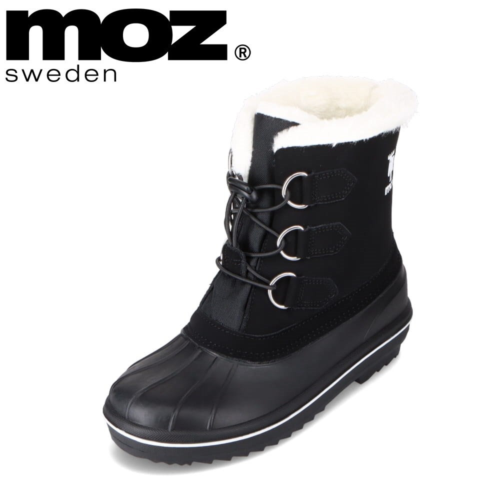 モズ スウェーデン MOZ sweden MZ-7214 キッズ靴 子供靴 靴 シューズ 2E相当 ブーツ キッズブーツ ウィンターブーツ 防寒ブーツ ボア ロゴ キャラクター 人気 ブランド ブラック TSRC