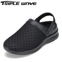 トリプルウェーブ TRIPLE WAVE TW-2315 メンズ靴 靴 シューズ 3E相当 サンダル 軽量 通気性 2WAY ベルト ブラック×ブラック TSR...