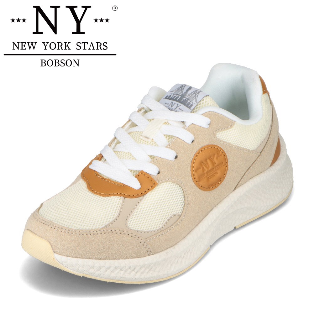 ニューヨーク・スターズ ・ボブソン NEW YORK STARS BOBSON NY-240101 レディース靴 靴 シューズ 3E相当 ローカットスニーカー ダッドタイプ 厚底 カジュアルシューズ シンプル ロゴ ベージュ TSRC