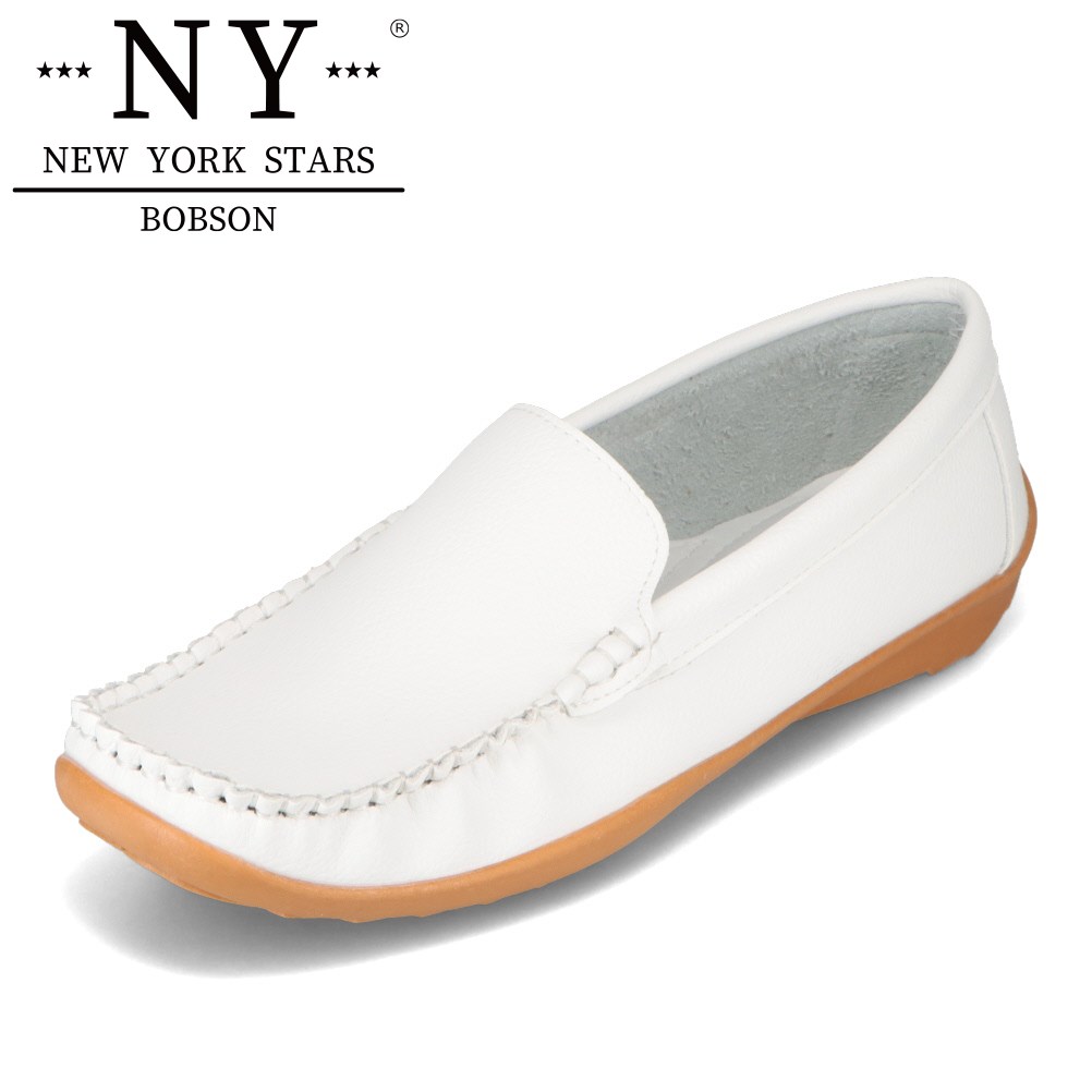 ニューヨーク・スターズ ・ボブソン NEW YORK STARS BOBSON NY-3801 レディース靴 靴 シューズ 3E相当 カジュアルシューズ スリッポン 履きやすい 柔らかい リサイクル ホワイト TSRC