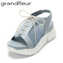 グランドフルール grandfleur GF-5002 レディース靴 靴 シューズ 2E相当 サンダル スポーツサンダル スポサン 厚底 ボリュームソール チュール ホールド感 バンド ブルー TSRC