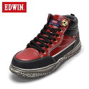 【25日まで毎日4H限定★P10倍】エドウィン EDWIN ESM-102 メンズ靴 靴 シューズ 安全靴 作業靴 セーフティーシューズ 着脱簡単 ハイカット カジュアル ユーズド 人気 ブランド レッド TSRC