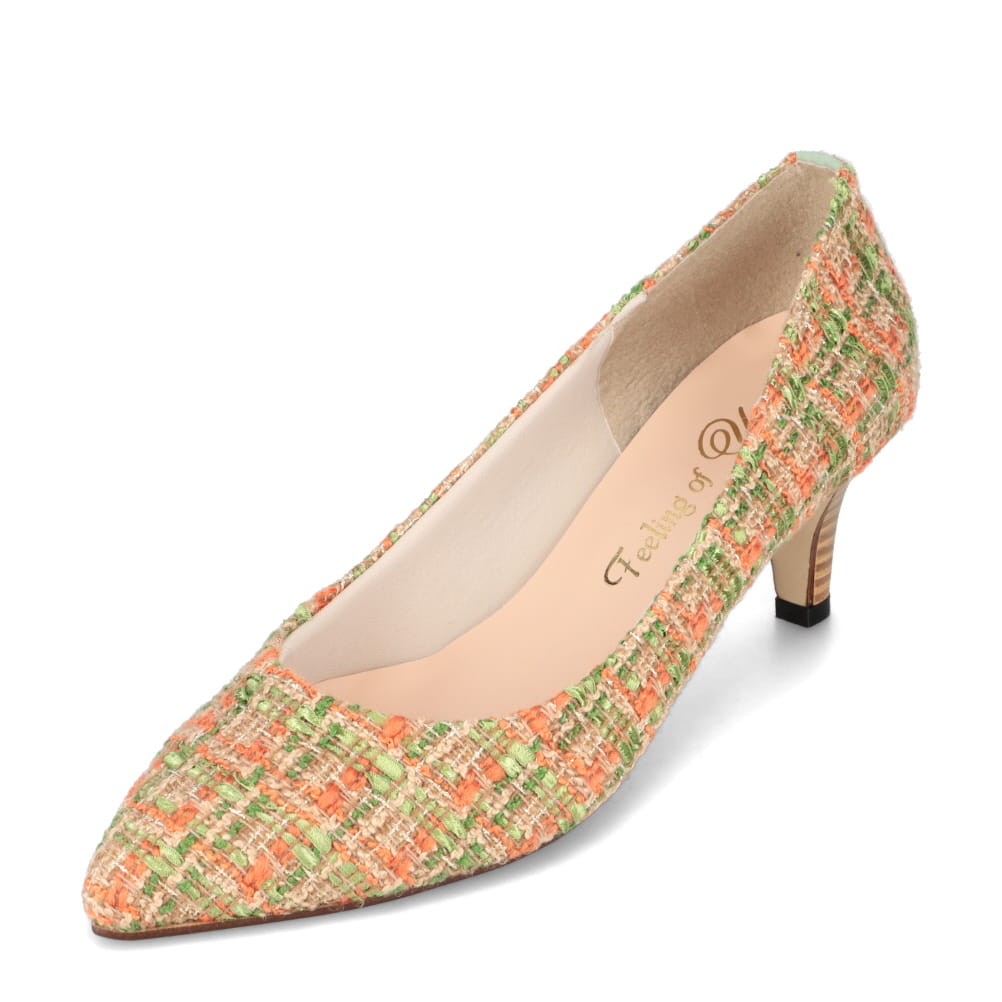 フィーリングオブユイ Feeling of yui 1330 レディース靴 靴 シューズ 2E相当 パンプス 美脚 チェック ツイード ポインテッドトゥ 秋冬 ベージュ TSRC