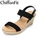 シフォンフィット ChiffonFit CF-8515 レディース靴 靴 シューズ 2E サンダル ストラップ 美脚 ウェッジソール リゾート ナチュラル ブラック TSRC
