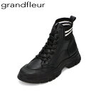 【全品P15倍!15日00:00~24H限定】グランドフルール grandfleur QNK0700 レディース靴 靴 シューズ 2E相当 スニーカー ダッド 厚底 ボリュームソール ニット 伸縮性 柔らかい 屈曲性 ハイカットスニーカー ライン ブラック