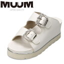 ムーム MUUM MM3250 レディース靴 靴 シューズ サンダル スリッパ フットベット 厚底 キラキラ ビジュー ラメ ベルト バックル ホールド ホワイト TSRC