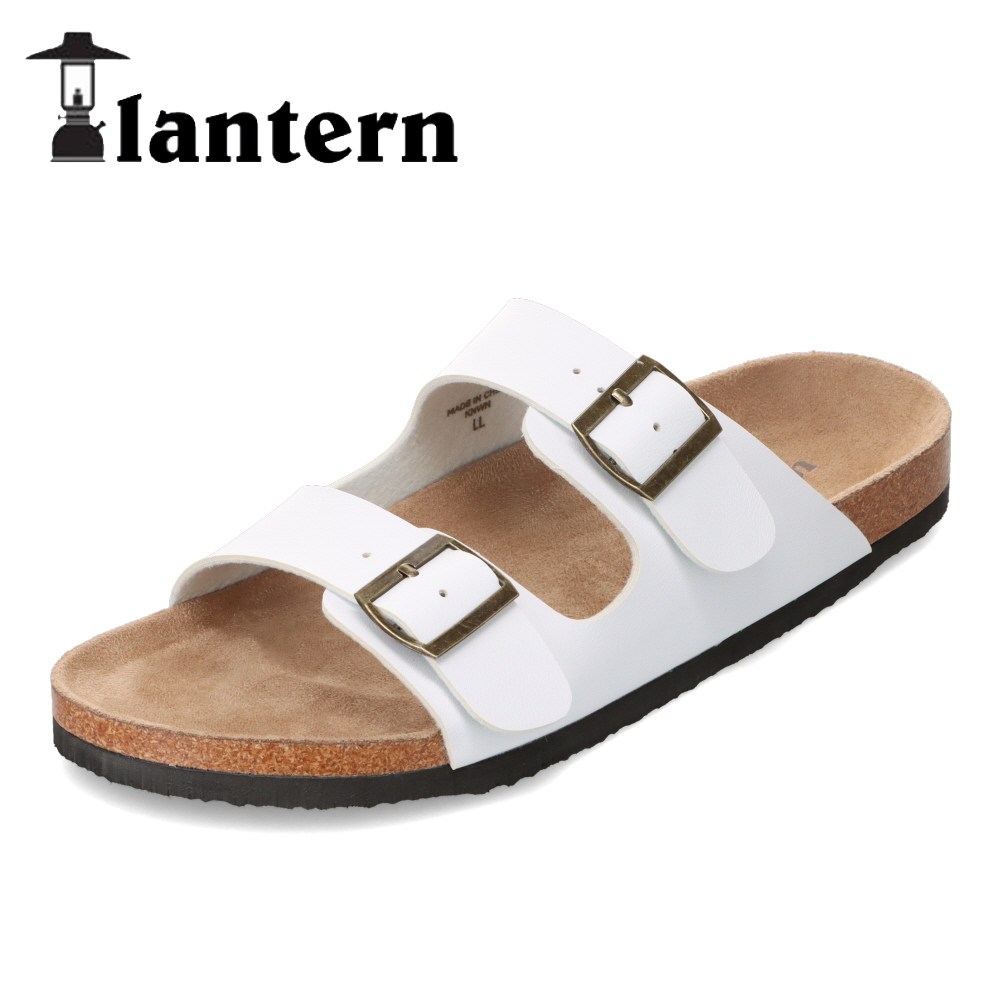 ランタン lantern LT-011 メンズ靴 靴 シューズ 2E ダブルベルトサンダル フラットサンダル サンダル スリッパ ルームシューズ つっかけ ベルト バックル ホワイト TSRC