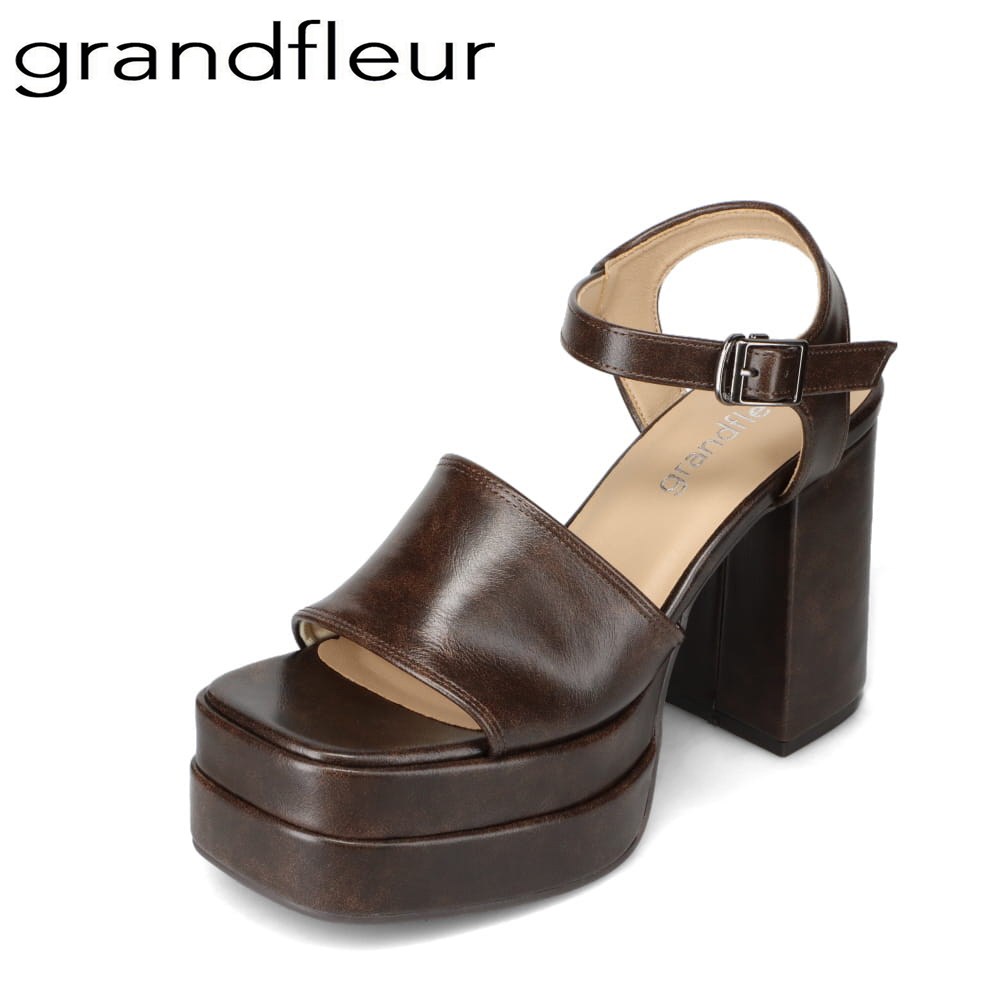 グランドフルール grandfleur QNS1201 レディース靴 靴 シューズ 2E相当 サンダル ストラップ 厚底 歩きやすい 安定感 ホールド 美脚 ..
