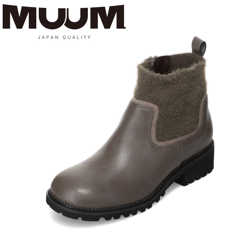 ムーム MUUM MM4400 レディース靴 靴 シューズ 2E相当 ブーツ ショート ニット サイド ゴア ゴム 防寒 あったか モヘア ボア 着脱簡単 シンプル オーク TSRC