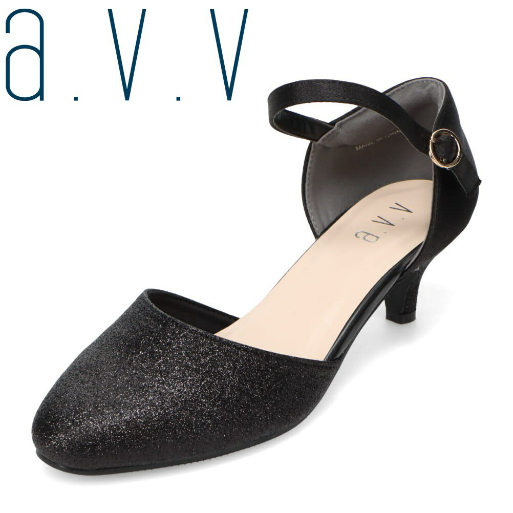 アー・ヴェ・ヴェ a.v.v avv-2103 レディース靴 靴 シューズ 3E相当 パンプス ストラップ セパレート 通勤 ビジネス オフィス フォーマル 歩きやすい 疲れにくい 安定感 上品 きれいめ ブラック TSRC