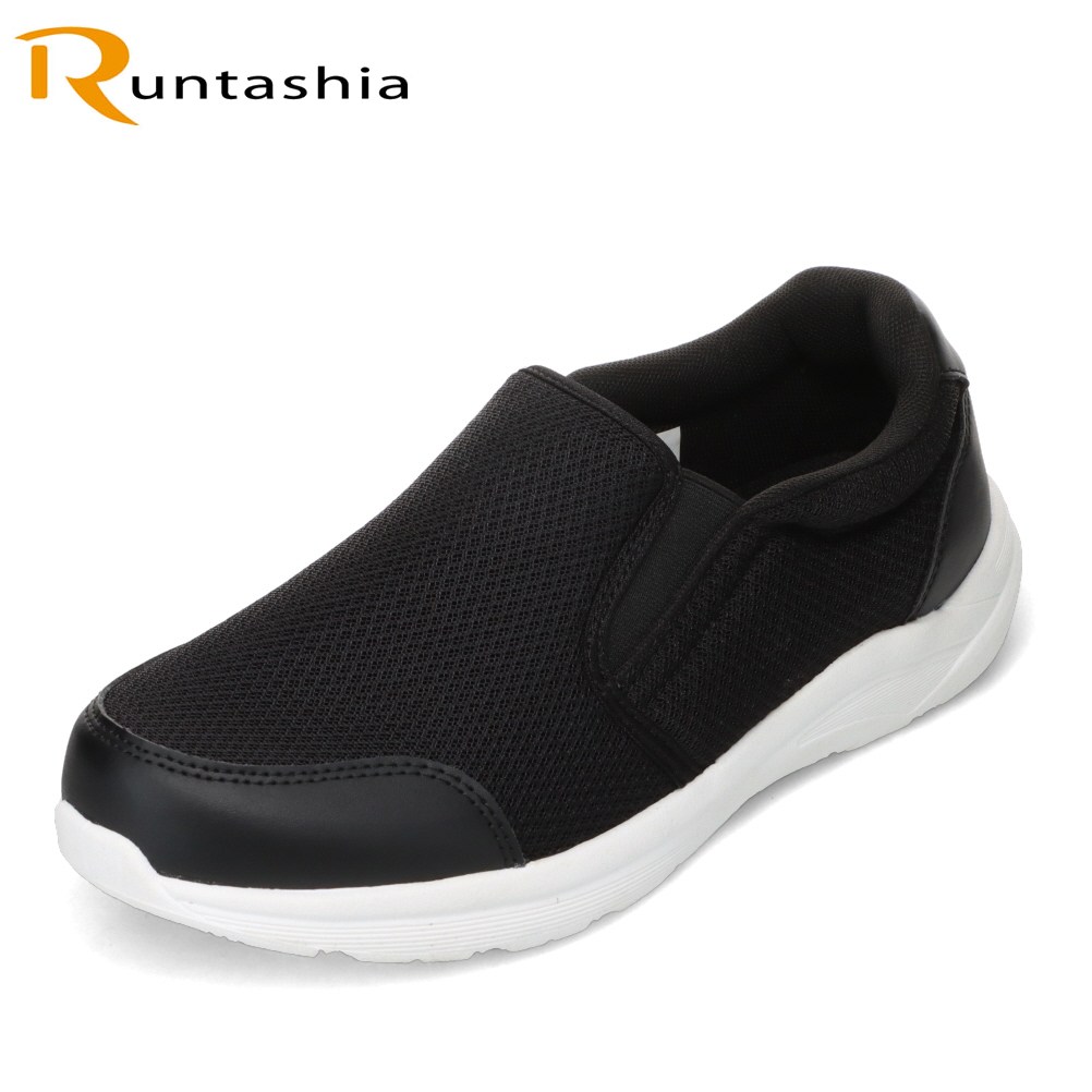 ランタシア RUNTASHIA RT-7710M メンズ靴 靴 シューズ 3E スニーカー スリッポン 通気性 幅広 疲れにくい メッシュ シンプル ブラック TSRC