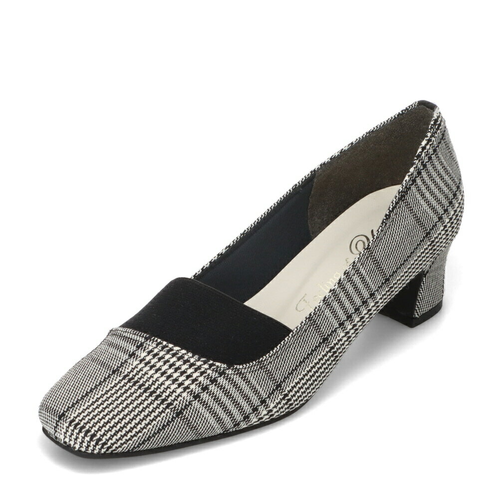 フィーリングオブユイ Feeling of Yui 4505 レディース靴 靴 シューズ パンプス ゴム スクエアトゥ 通勤 オフィス ビジネス チャンキーヒール ブラック×コンビ TSRC