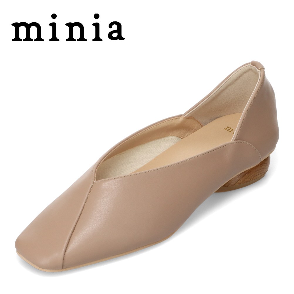 ミニア minia EC-0010 レディース靴 靴 シューズ 2E相当 パンプス ローヒール バブーシュ 2WAY Vカット モード スタイリッシュ エレガント オーク TSRC