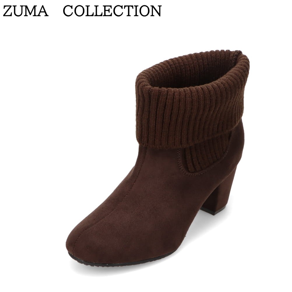 ズマコレクション zuma collection KT-5248 レディース靴 靴 シューズ 2E相当 ブーツ ニット ショート 美脚 スタイルアップ フェミニン シンプル ブラウン×スエード TSRC
