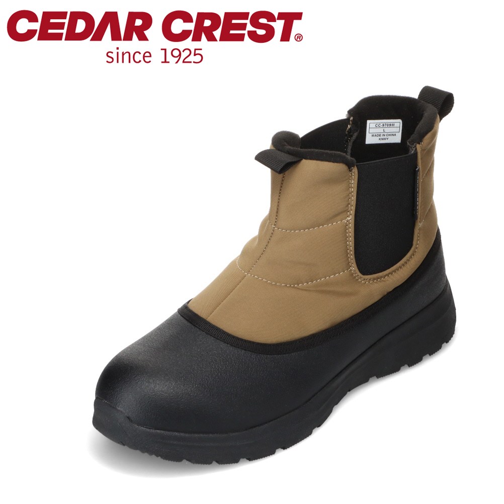 セダークレスト CEDAR CREST CC-9709M メンズ靴 靴 シューズ 3E ブーツ サイド ゴア ゴム 防水 防寒 滑りにくい 防滑 雨 雪 グリップ力 シンプル ブラウン TSRC