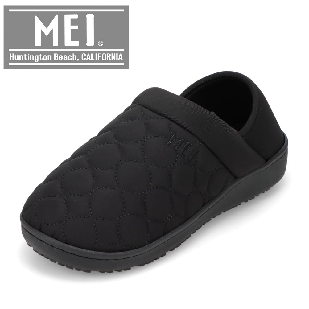 メイ MEI SHL-253101 レディース靴 靴 シューズ 2E相当 スリッパ サンダル ルーム シューズ モック つっかけ 防寒 フリース 保温 2WAY もこもこ シンプル ブラック TSRC