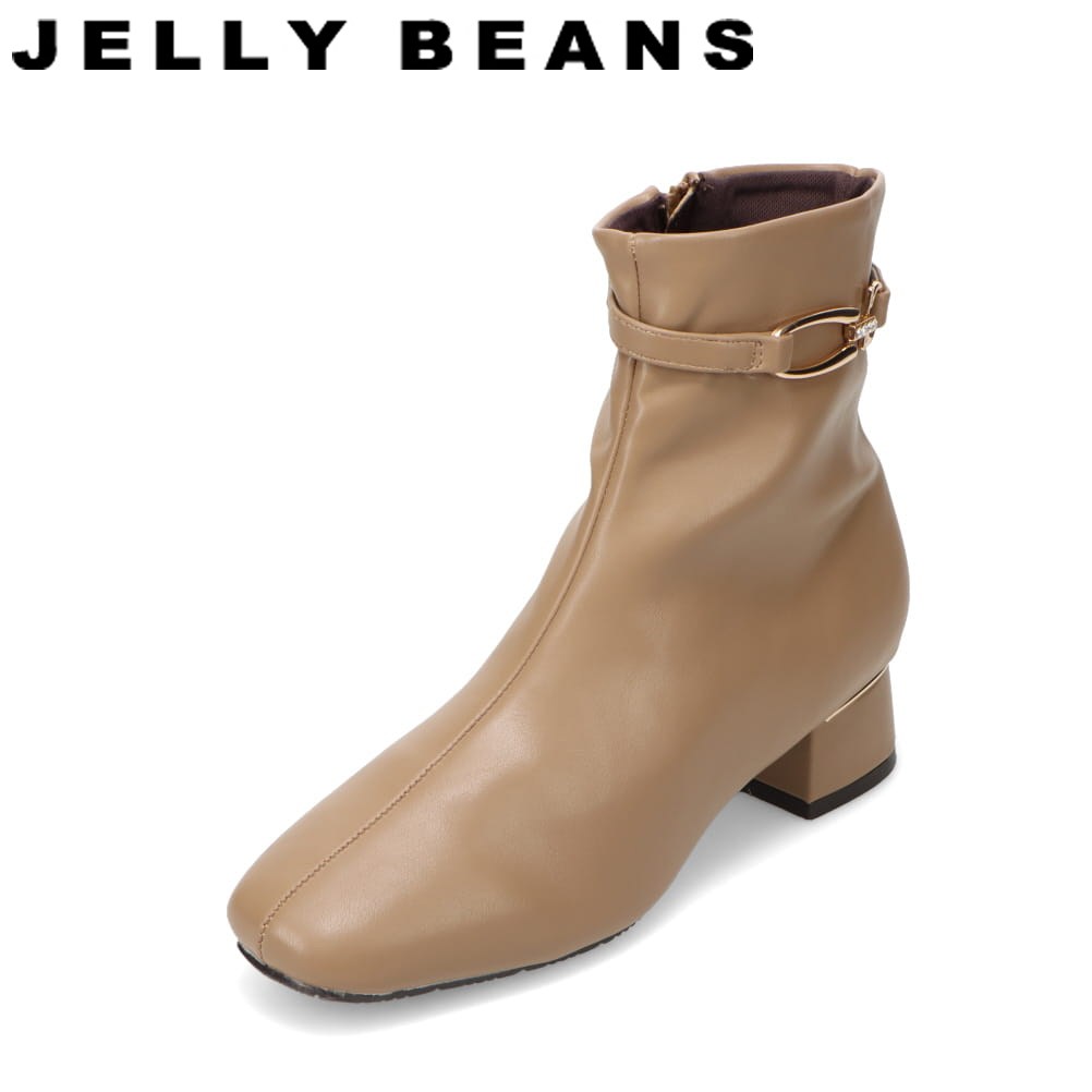 スタイルジェリービーンズ Style JELLY BEANS SJB-0041 レディース靴 靴 シューズ 2E相当 ブーツ ショート ファスナー ジッパー チャック ベルト スクエアトゥ チャンキーヒール ゴールド シンプル エレガント オーク TSRC