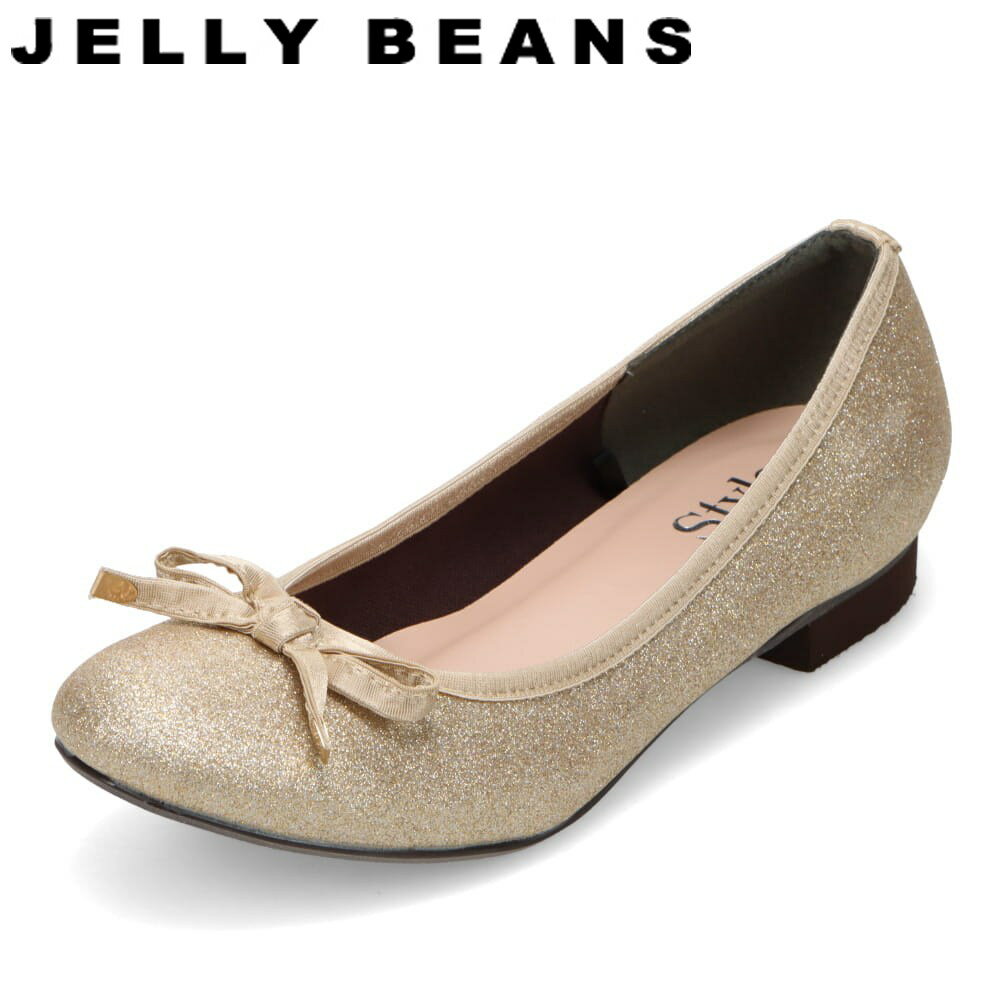 【エントリ−全品P19倍！4日20:00〜28H】スタイルジェリービーンズ Style JELLY BEANS SJB-0001 レディース靴 靴 シューズ 2E パンプス バレエ フラット シューズ リボン ビジネス オフィス 通勤 シンプル ゴールド TSRC