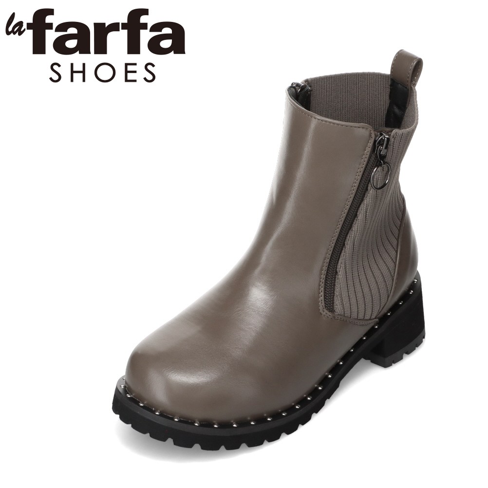 ラファーファ la farfa LF-601 レディース靴 靴 シューズ 5E相当 ブーツ ショート ニット ファスナー ジッパー チャック シンプル 人気 ブランド グレー TSRC