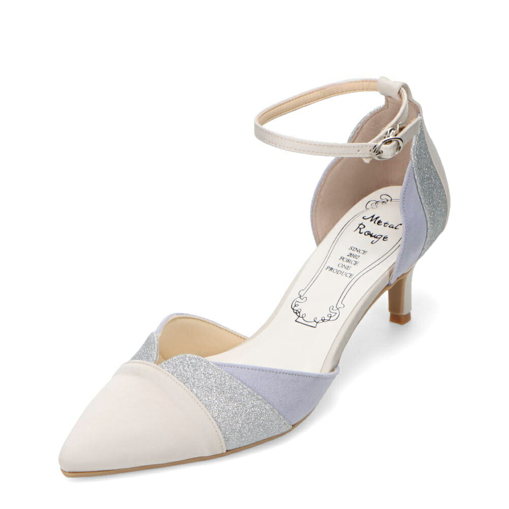 メタルルージュ Metal Rouge MR6699 レディース靴 靴 シューズ 2E相当 パンプス アンクル ストラップ 通勤 オフィス ビジネス 結婚式 パーティー フォーマル オケージョン 歩きやすい 疲れにくい ポインテッドトゥ ラメ キラキラ グリッター グレー×コンビ TSRC
