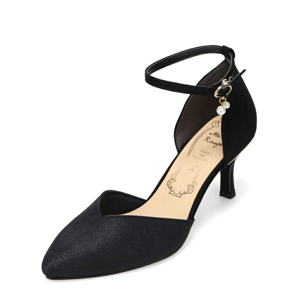 メタルルージュ Metal Rouge MR746 レディース靴 靴 シューズ 2E相当 パンプス アンクル ストラップ 通勤 オフィス ビジネス 結婚式 パーティー フォーマル オケージョン 歩きやすい 疲れにくい ポインテッドトゥ Vカット パール チャーム ブラック TSRC