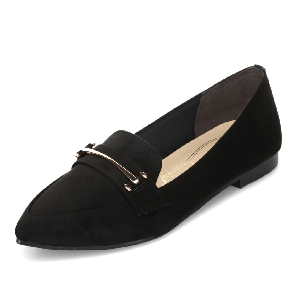 メタルルージュ Metal Rouge MR1001 レディース靴 靴 シューズ 2E相当 フラット シューズ ローファー スリッポン マニッシュ 通勤 オフィス ビジネス 結婚式 パーティー フォーマル オケージョン 歩きやすい 疲れにくい ポインテッドトゥ 金具 ゴールド ブラック×スエード