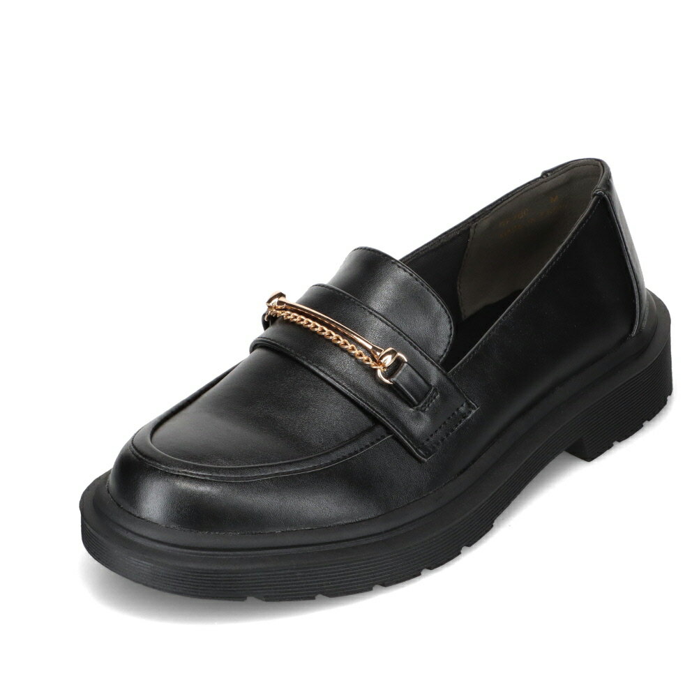 ローズファンファン ROSE FAN FAN RF-700A レディース靴 靴 シューズ 2E ローファー カジュアル マニッシュ シューズ 厚底 ゴールド チェーン 金具 ビット トラッド モード シンプル ブラック TSRC