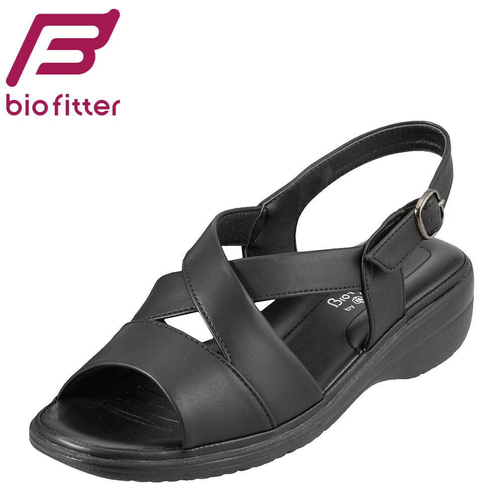 [バイオフィッター バイ パンジー] Bio Fitter BFL2742 レディース | オフィスサンダル 黒 | ナースサンダル ローヒール バックベルト | コンフォート クッション性 軽量 | クロスベルト 歩きやすい | ブラック TSRC