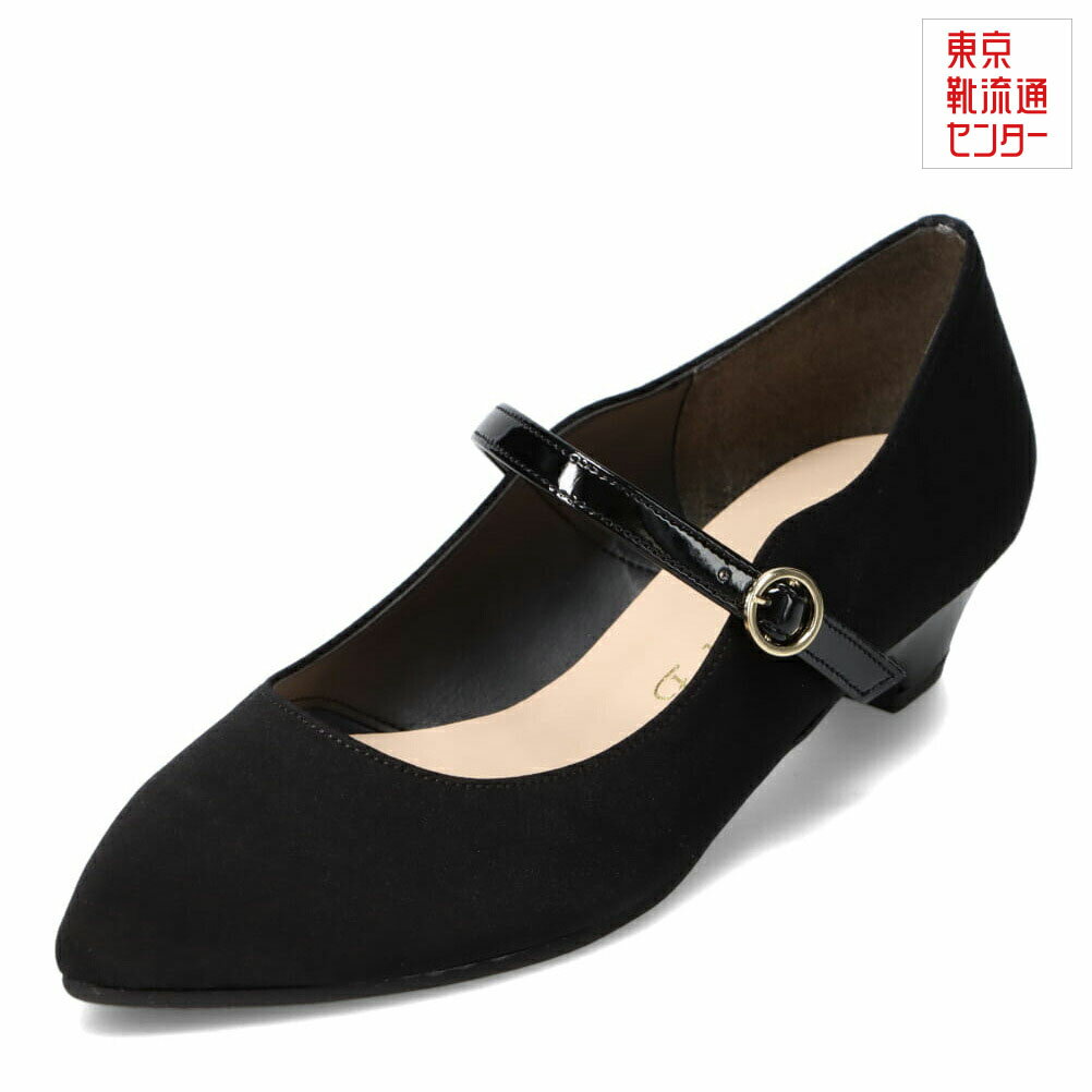 フィーリングオブユイ Feeling of yui 3101 レディース靴 靴 シューズ 2E相当 アーモンドトゥパンプス ストラップパンプス 日本製 ローヒール シンプル おしゃれ 式典 二次会 パーティ ブラック×サテン TSRC