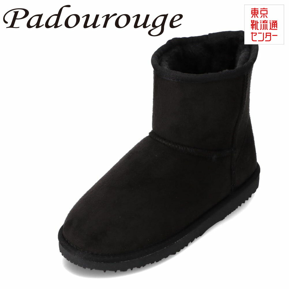 パドリュージュ Padourouge PD-613 レディース靴 靴 シューズ 2E相当 撥水ムートン風ブーツ ショートブーツ 防水 雨の日 晴雨兼用 防寒 あったか ボア ふわふわ 定番 人気 ブラック TSRC