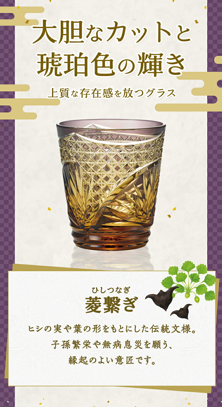 【公式】東洋佐々木ガラス 菱繋ぎ オンザロック 1個 古代紫 ひしつなぎ 八千代切子...