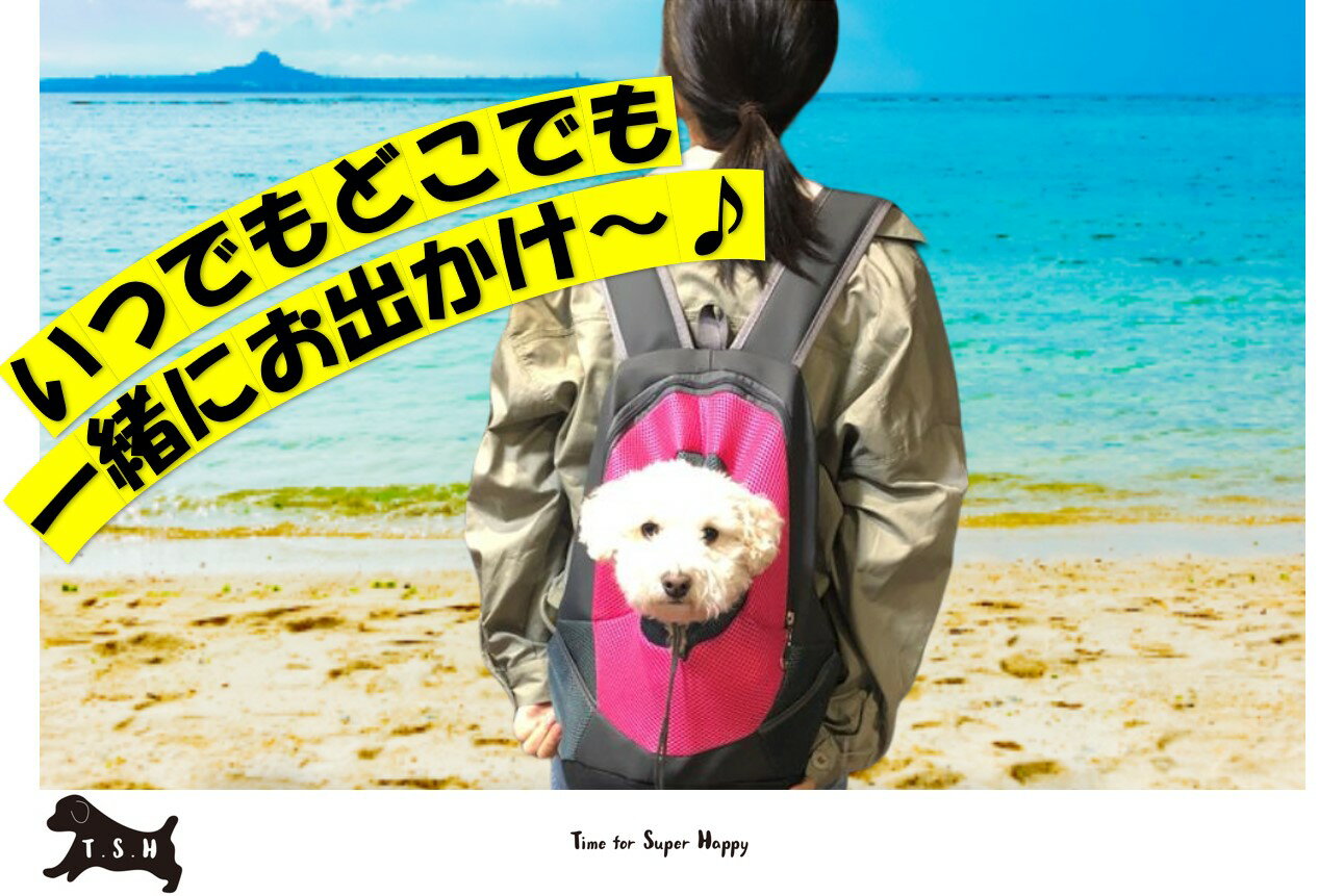 ☆このペット用抱っこリュックは、小型犬とのお出かけにピッタリです。 ☆いつでも、どこでも一緒にお出かけ出来ます。 ☆全6色からお選び下さい。 ☆メッシュ素材で通気性抜群です！ ☆だっこでも、おんぶでも、飛び出し防止フックや安全ベルトでわんちゃんも安心です。