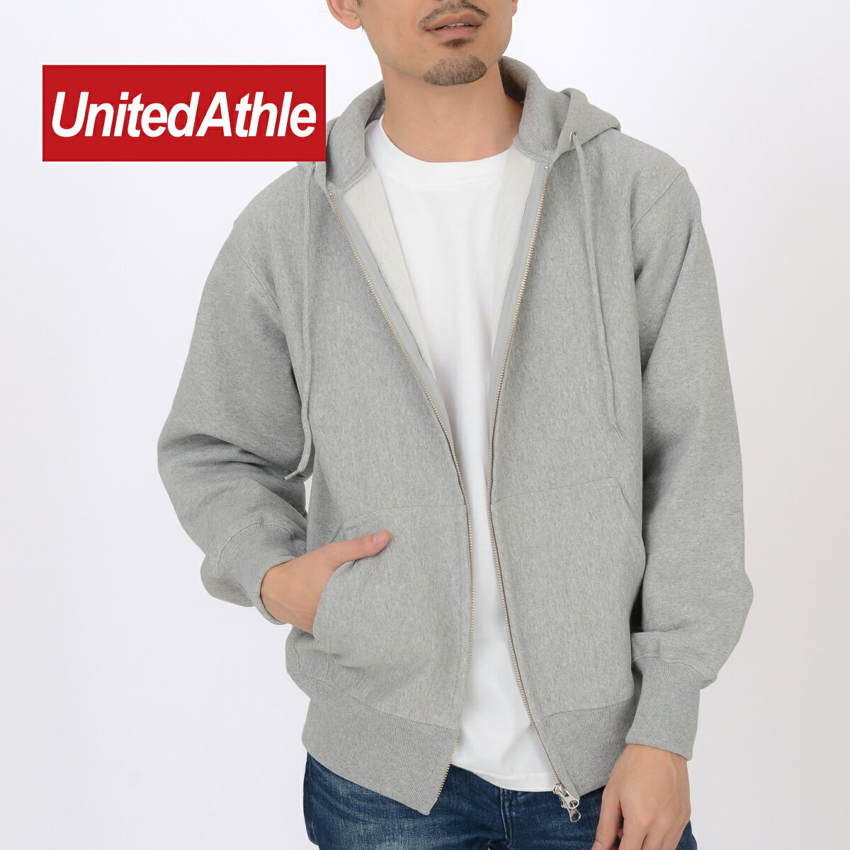 パーカー メンズ 無地 長袖【United Athle(ユナイテッドアスレ) | 12.0オンス ヘヴィーウェイト スウェット フルジップ パーカ 5762-01】パーカー 無地 メンズ 厚手 裏起毛 あったか スウェット 素材 秋 冬 お揃い カップル シンプル ストリート S M L XL XXL